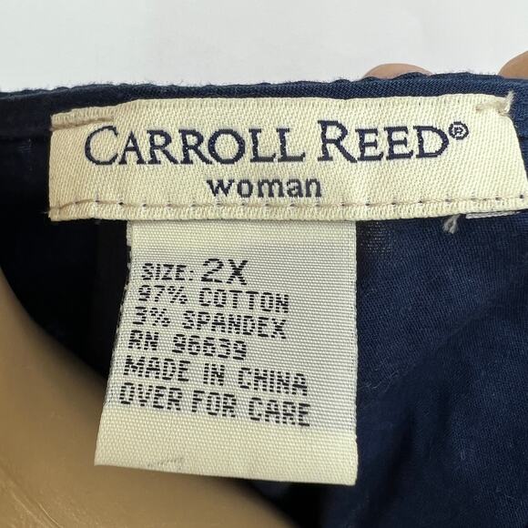 Carroll Reed 2X Womens Navy Blue Beaded 3/4 Sleeve Boho Blouse Top - Picture 7 of 8